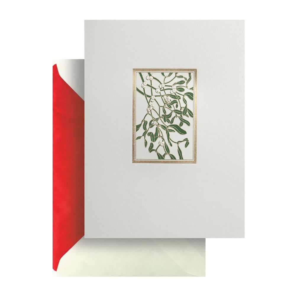 Bordered Mistletoe Greeting Card
