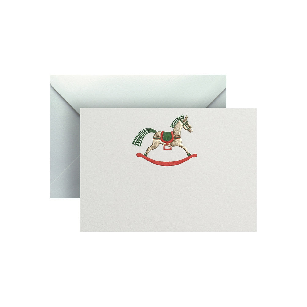Gold Rocking Horse, enclosure card & envelope