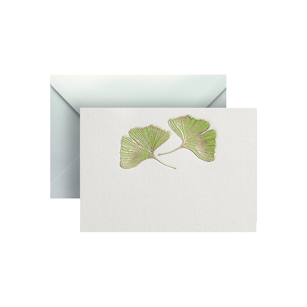 Green Ginko Leaves, enclosure card & envelope