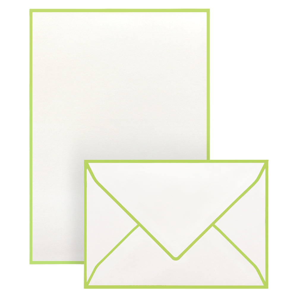 Correspondence Set Lime Green Border (10 pcs)
