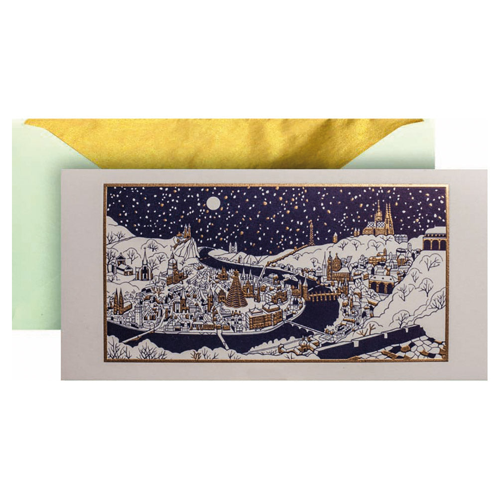 Blue Winter Prague Greeting Card