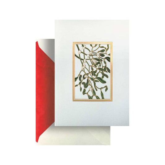 Bordered Mistletoe Greeting Card