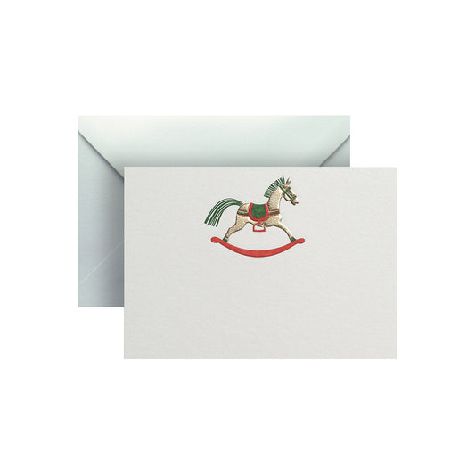 Gold Rocking Horse, enclosure card & envelope