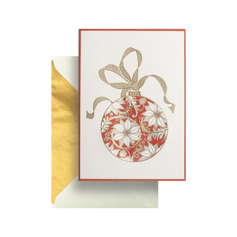 Poinsettia Christmas Ornament Greeting Card