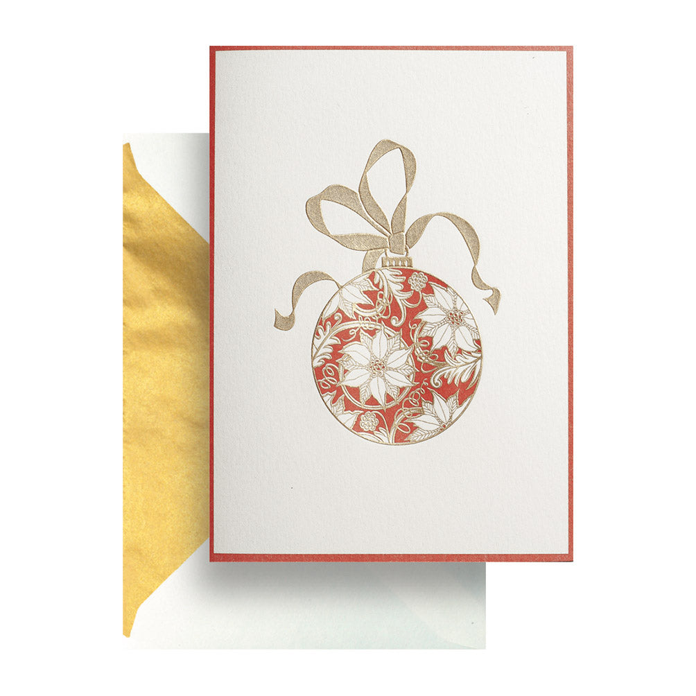 Poinsettia Christmas Ornament Greeting Card