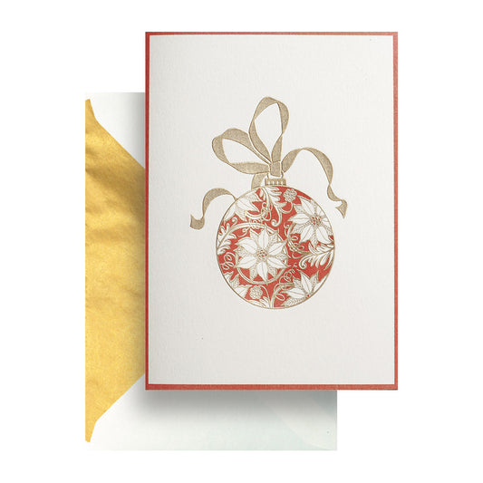 Poinsettia Christmas Ornament Greeting Card