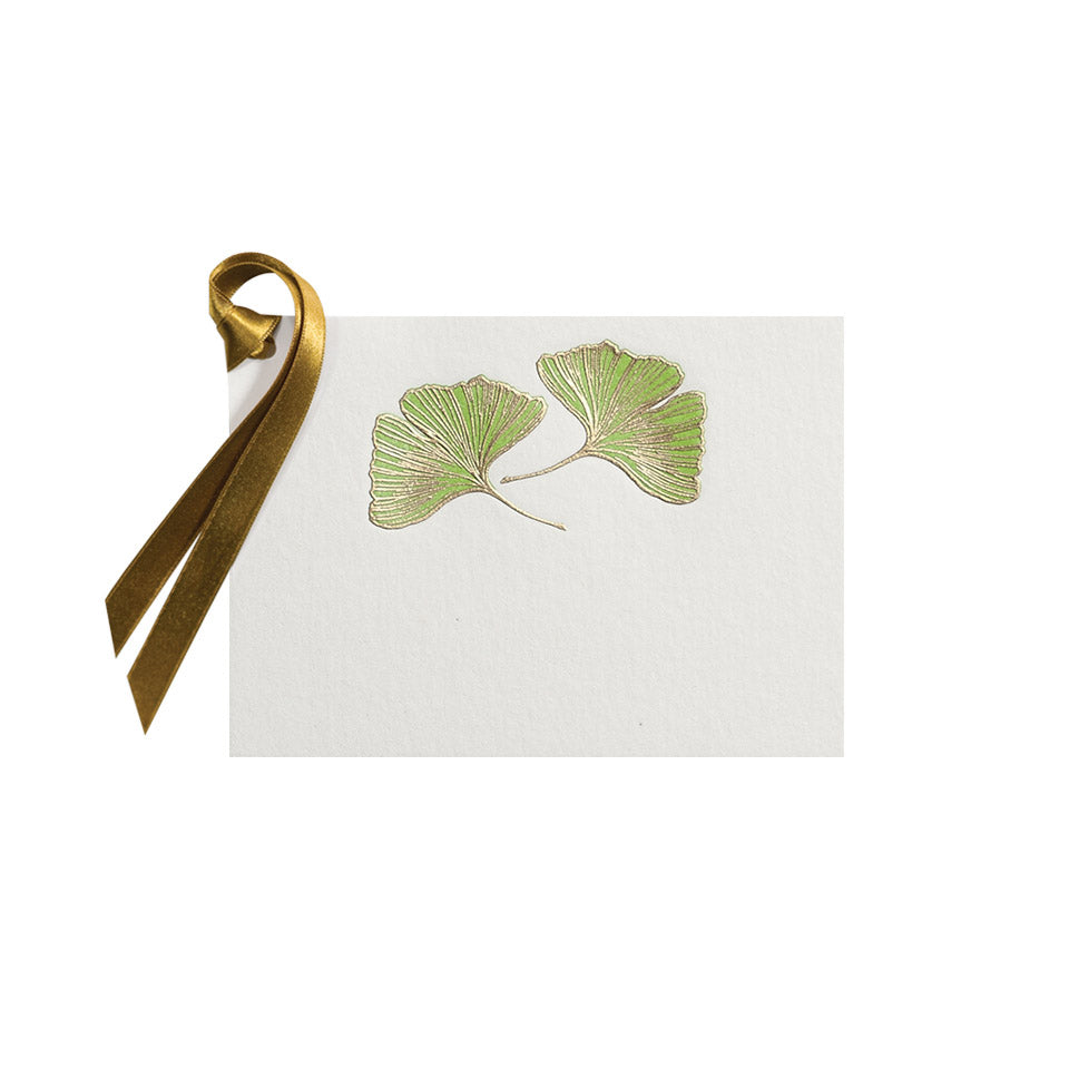 Green Ginko Leaves, gift tag (10 pcs)